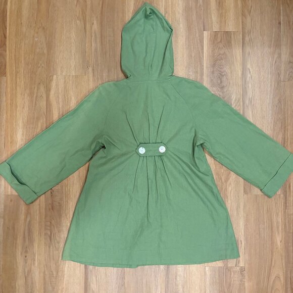 Carre Noir Green Linen-Cotton Hooded Jacket (New w/ Tags)  Minor Color Variation - Picture 3 of 7